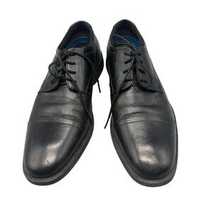 NunnBush  lace up dress shoes black leather with comfort gel memory foam 8m READ